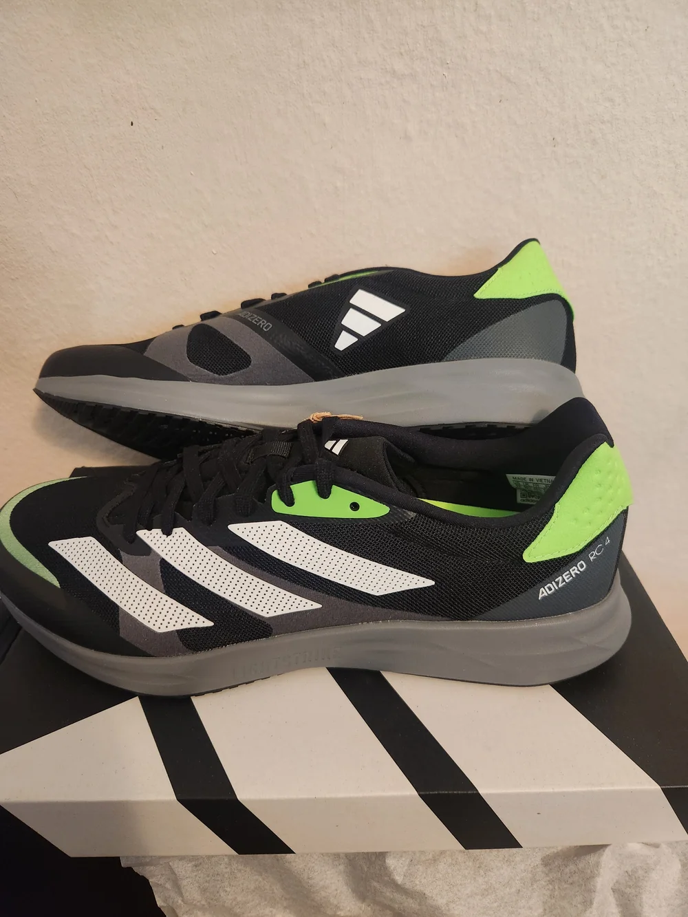 Adidas Adizero RC 4  Black & Neon Green Running Trainers